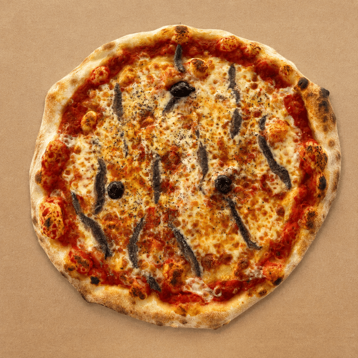 Pizza Napoli Lambesc – mozzarella, anchois et olives – La Spéciale